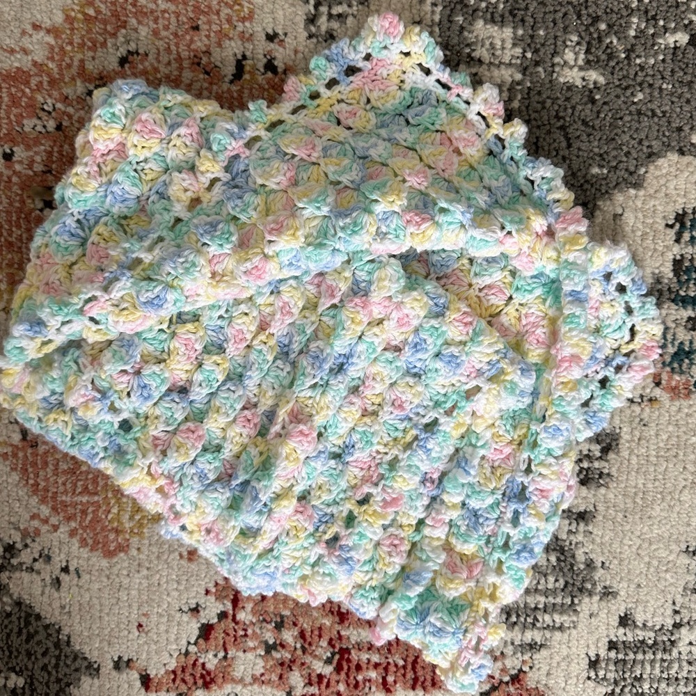 Hand Crocheted Baby Blanket Crochet Blanket Handmade Hand Crafted Gender Neutral